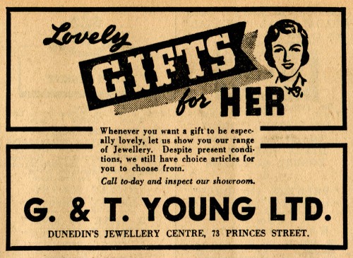 A wartime advertisement. Otago Daily Times, 27 April 1943 p.5.