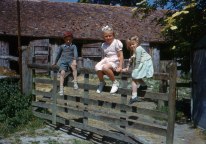 Children on farm gate. Hardwicke Knight photographer.